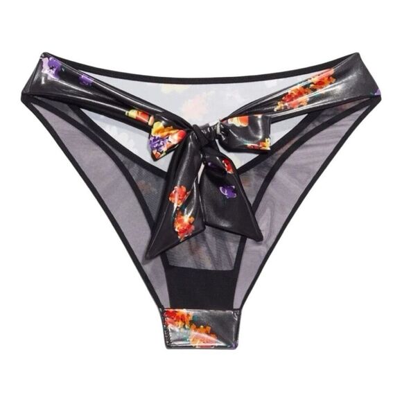 Savage X Fenty Night Blooms High-Leg Bikini Bottom Plus Size 1X Black Floral - Picture 1 of 12